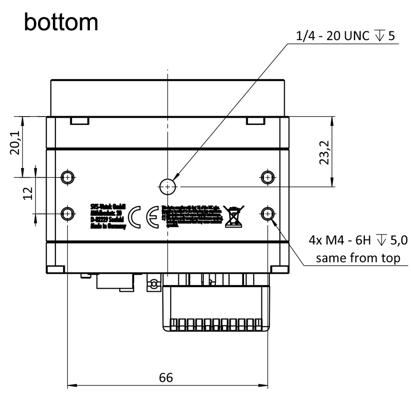 shr661CCX12 底部设计图（所有尺寸单位为毫米）