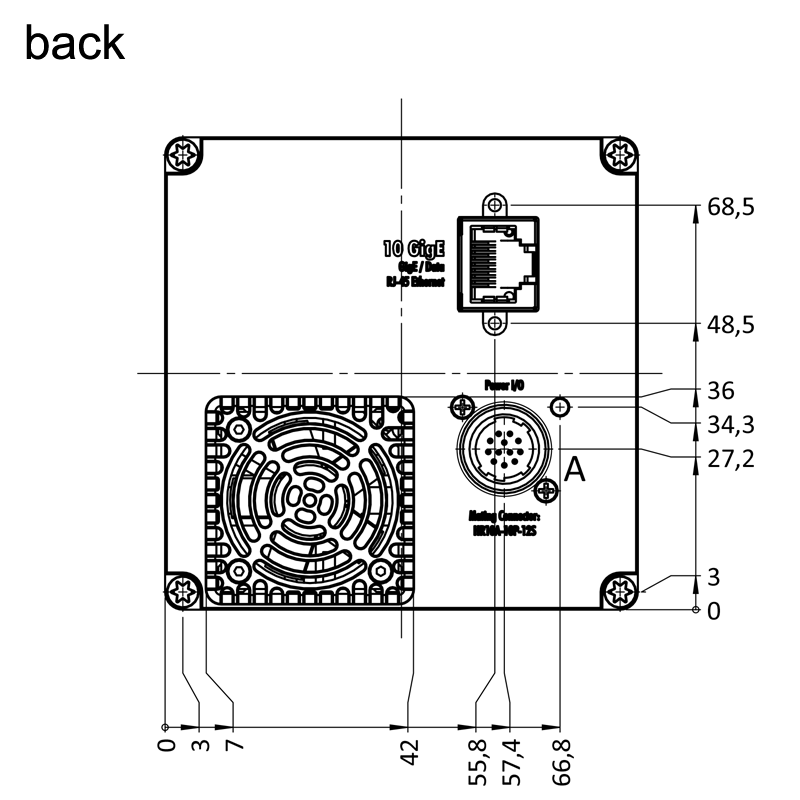 shr661MXGE 背面设计图（所有尺寸以毫米为单位）