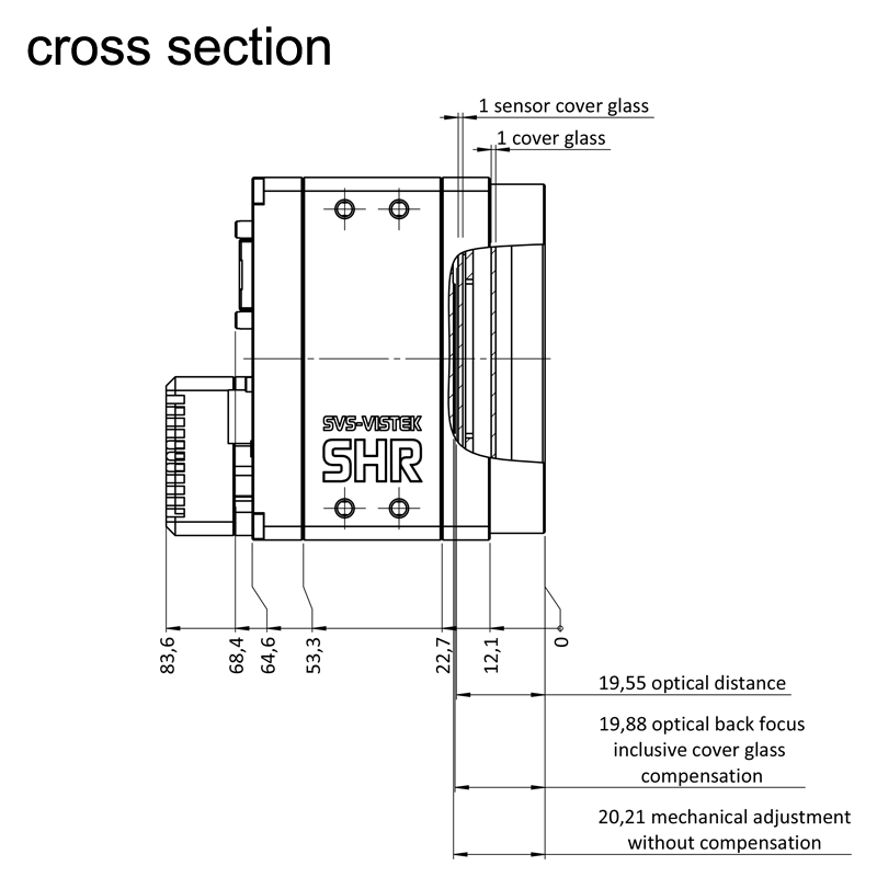 设计图 shr461CXGE 左（所有尺寸以毫米为单位）