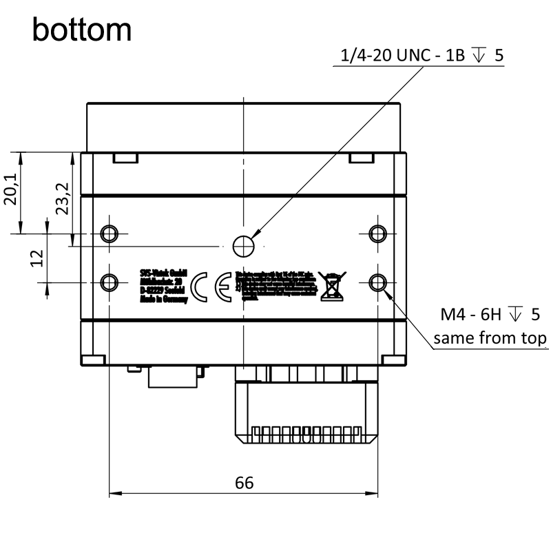 设计图 shr461CXGE 底部（所有尺寸以毫米为单位）
