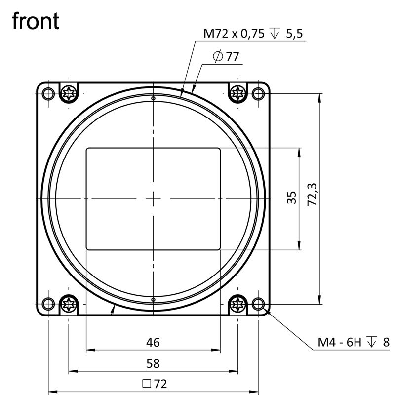 shr461CXGE 正面设计图（所有尺寸以毫米为单位）
