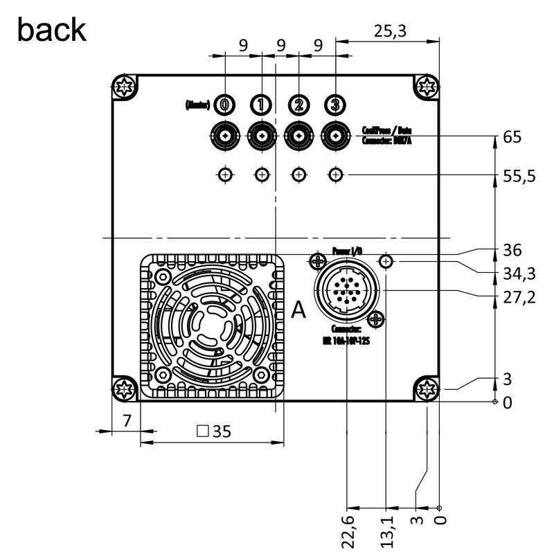 shr461CCX 背面设计图（所有尺寸以毫米为单位）